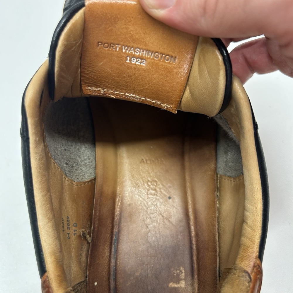 Allen Edmonds Port Washington Black Leather Sneakers Mens 11 D Casual Luxury - Picture 12 of 13